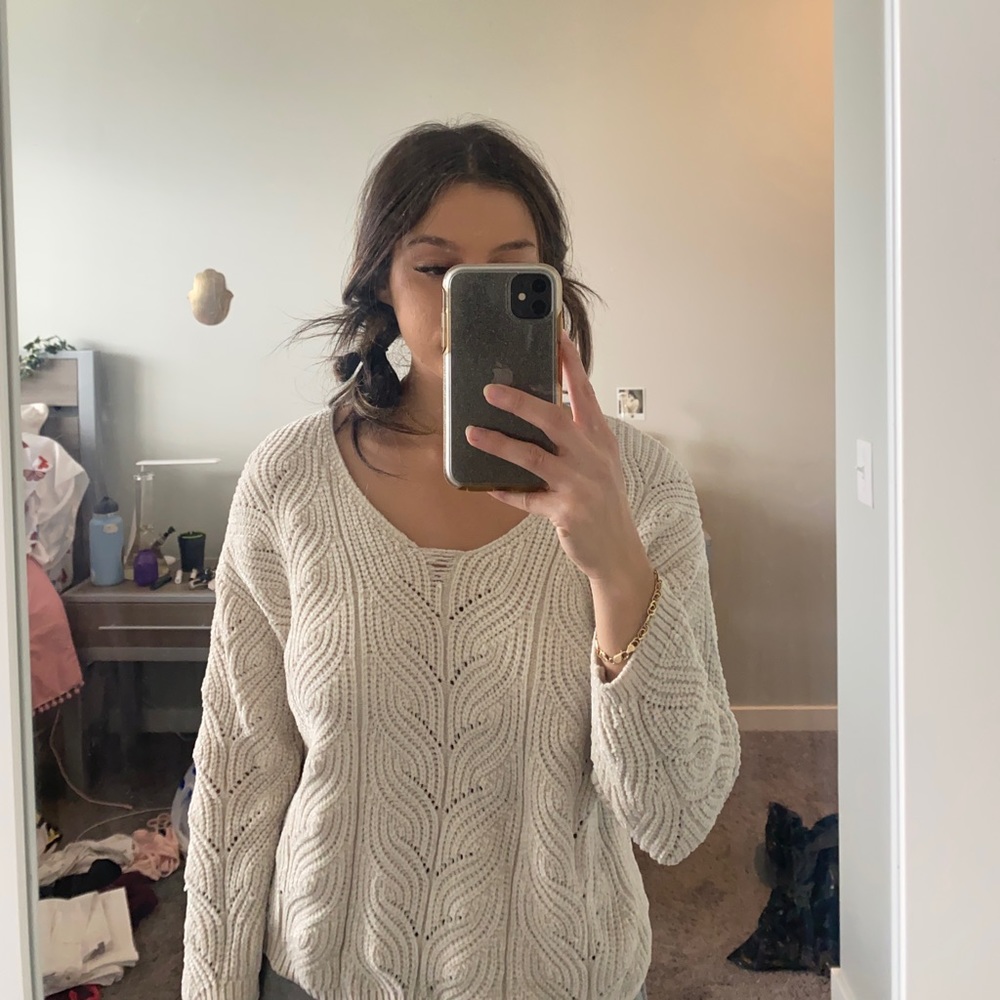 white sweater